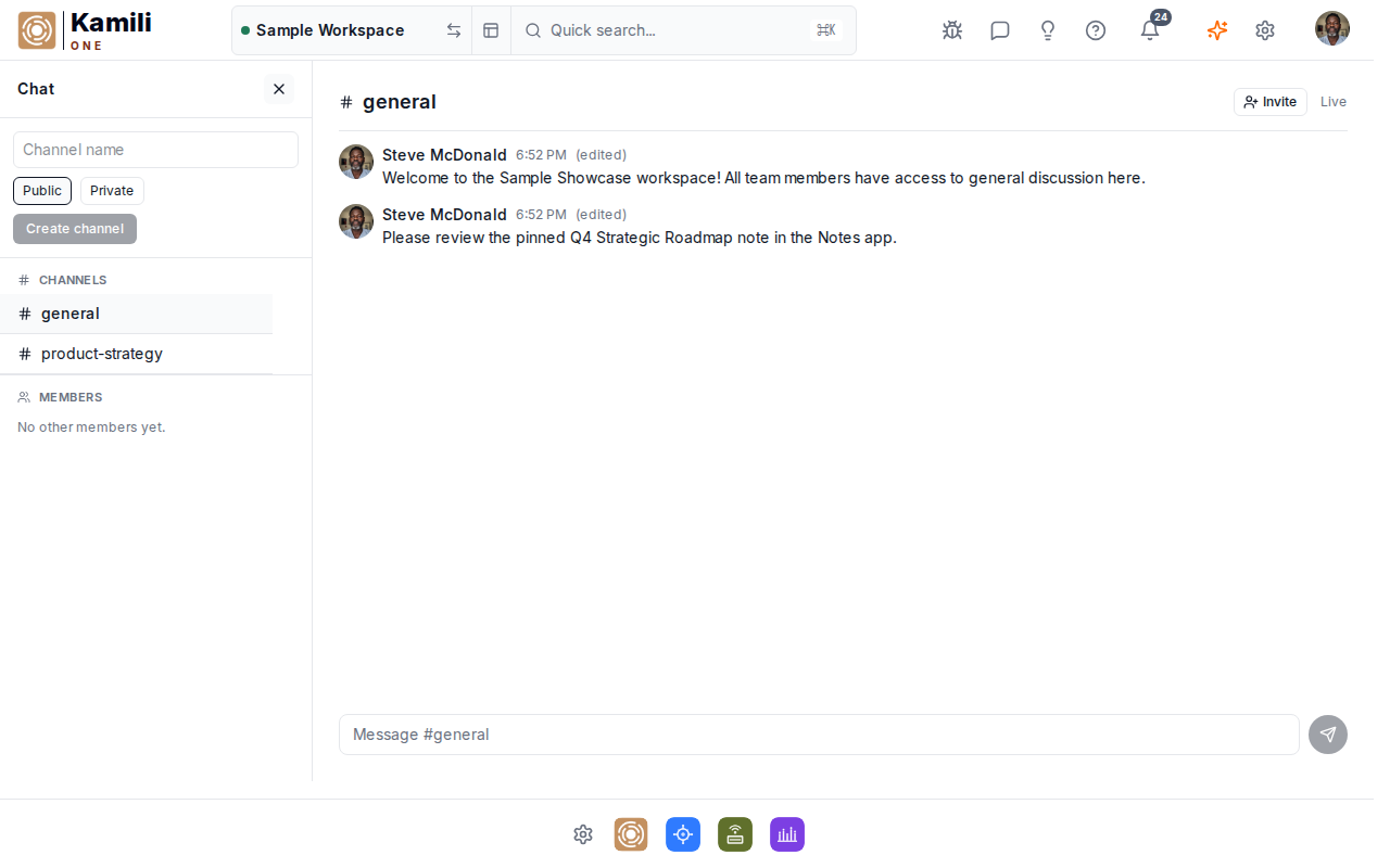 Creating a new chat channel with privacy controls
